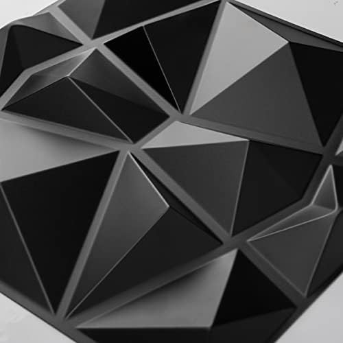Decorative 3D Wall Panels in Diamond Design, 12"X12" Matt Black for Home and Off