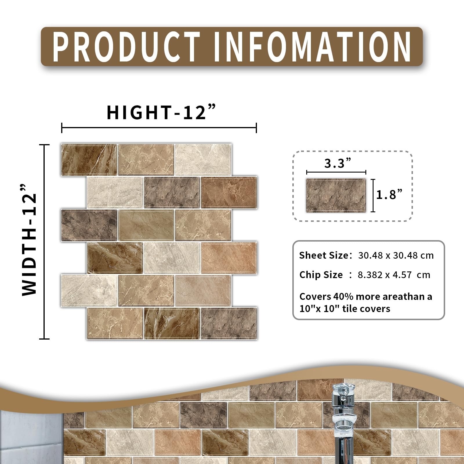 10 Sheets Peel and Stick Backsplash for Kitchen 12"X12" Renter Friendly Backs…