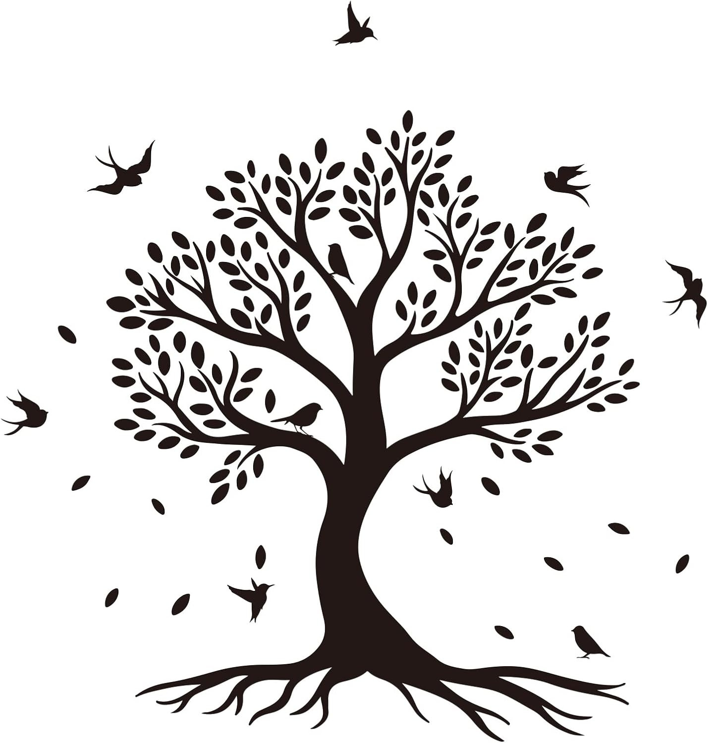 Tree of Life Wall Decor Stickers Birds & Branches 22.4X15.3 In