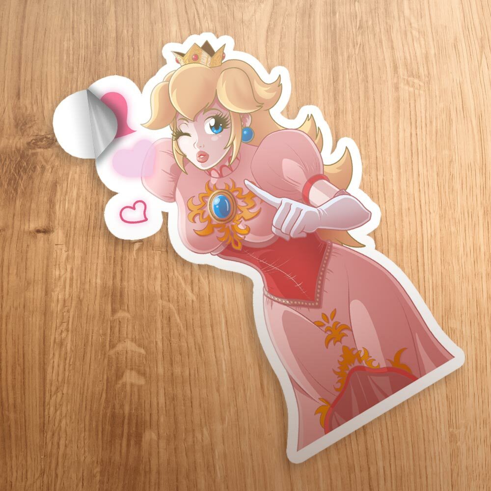 Sweet Princess Peach Super Mario 3" Die-Cut Glossy Vinyl Mario Sticker