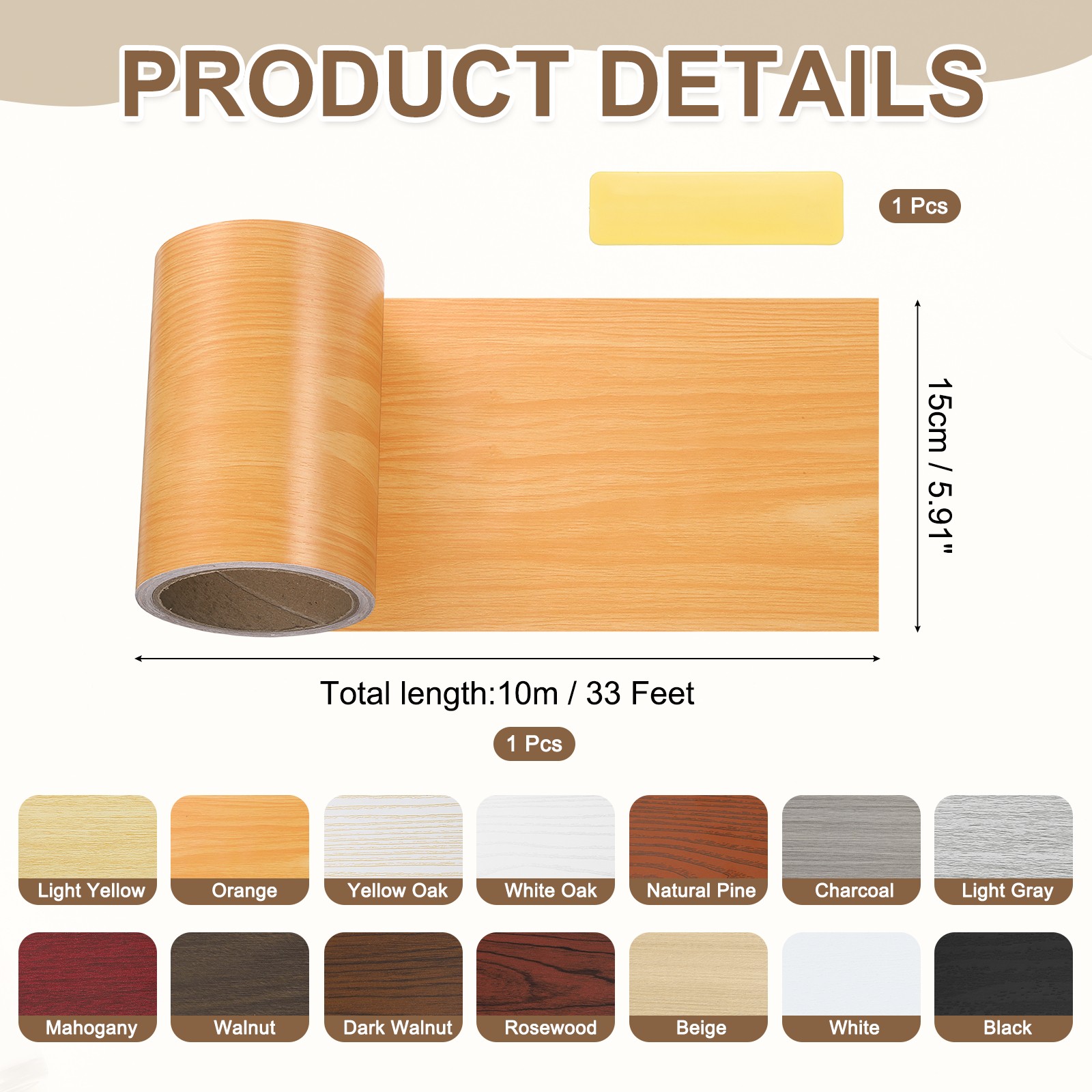 5.91" x 33' Wood Grain Repair Tape, Orange
