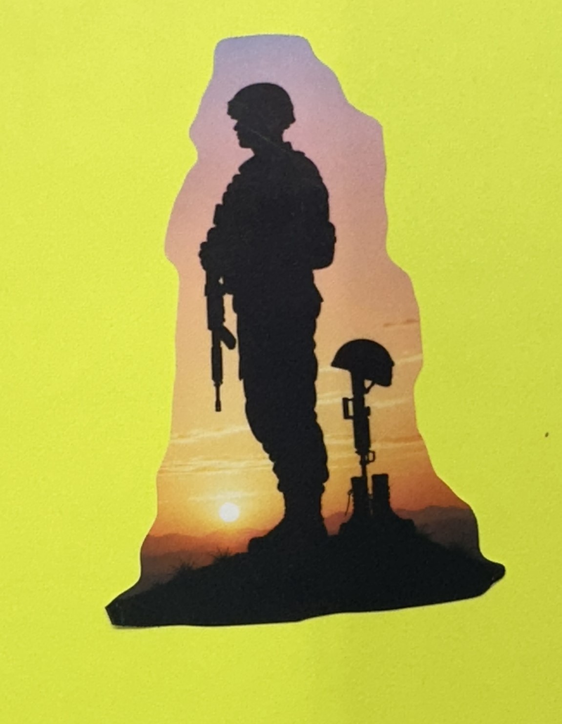 3 inch Fallen Soldier Memorial Sticker Military Sunset Tribute Veteran Decal
