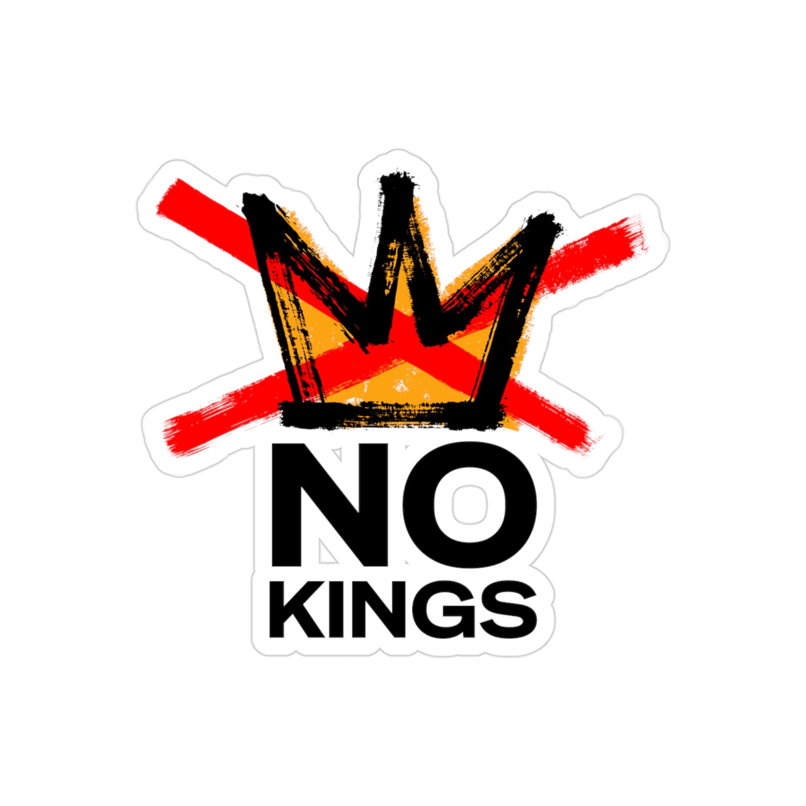 Clear Outdoor Protest Sticker, No Kings Crown Art, Bumper, Water Bottle Decal