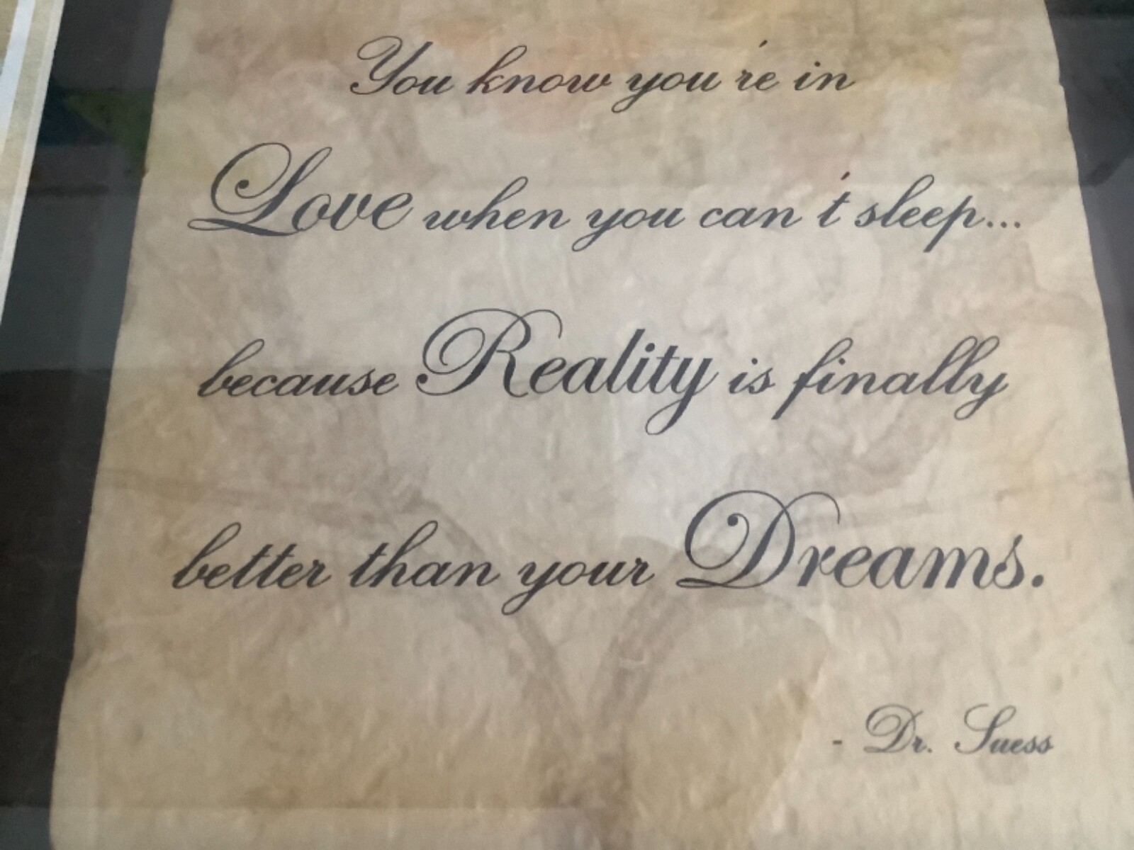 Dr Seuss Quote”You Know you’re in LOVE,wall plaque,Framed,Matted Collectible