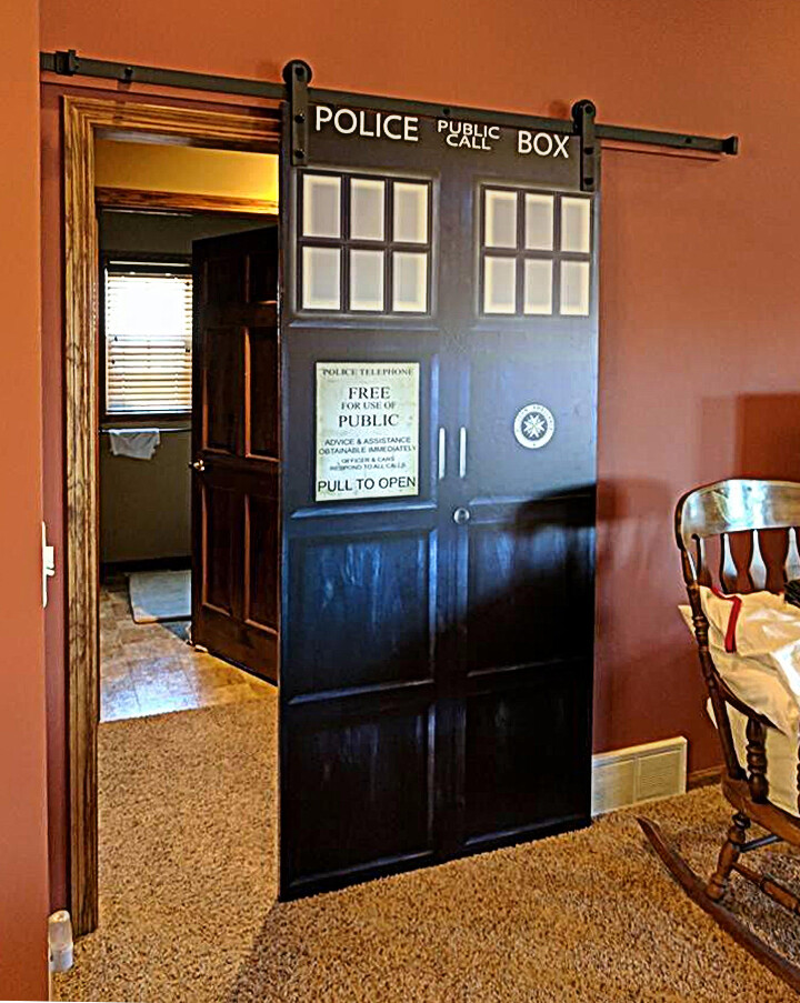 London Police Box Door Wrap, Whovian Decor, Laminated Cover Sticker Single piece