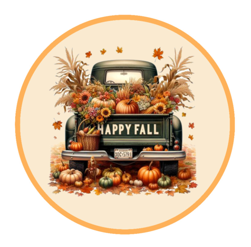 Fall – (Happy Fall) 4" Decal Sticker Decorations Bags Tins Jars Coffee Cups Tile