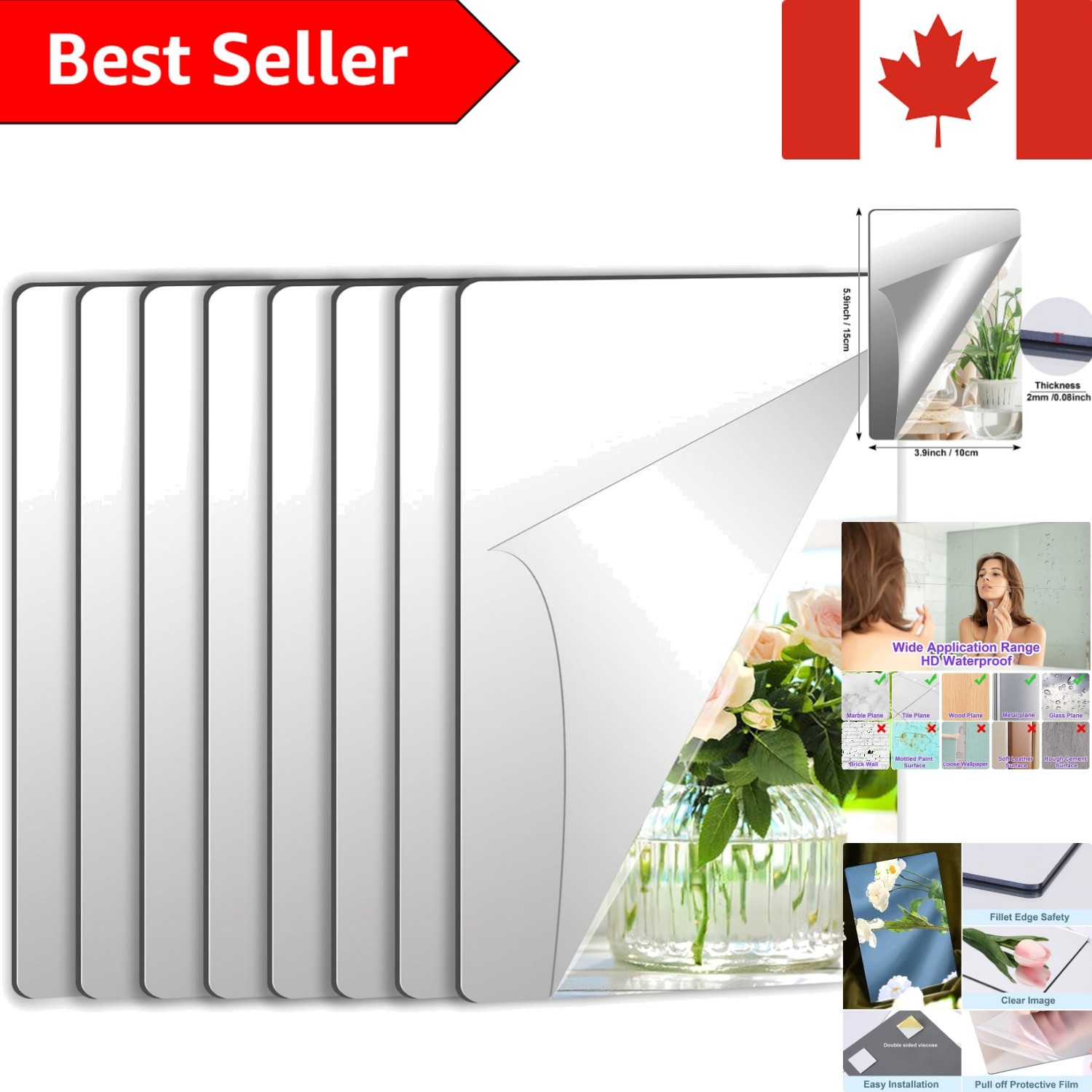 Flexible 8-Pack Acrylic Mirror Sheets, 4×6 Inches – Chic Wall Stickers