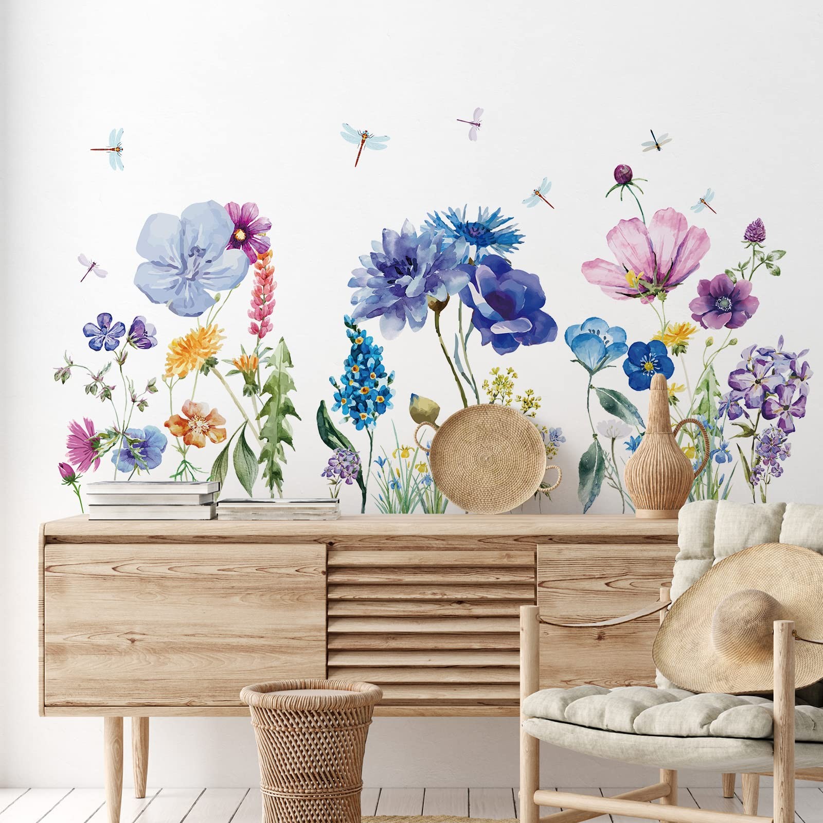 Zonon 6 Pcs Flowers Wall Decals Stickers Vinyl As Shown in the Picture