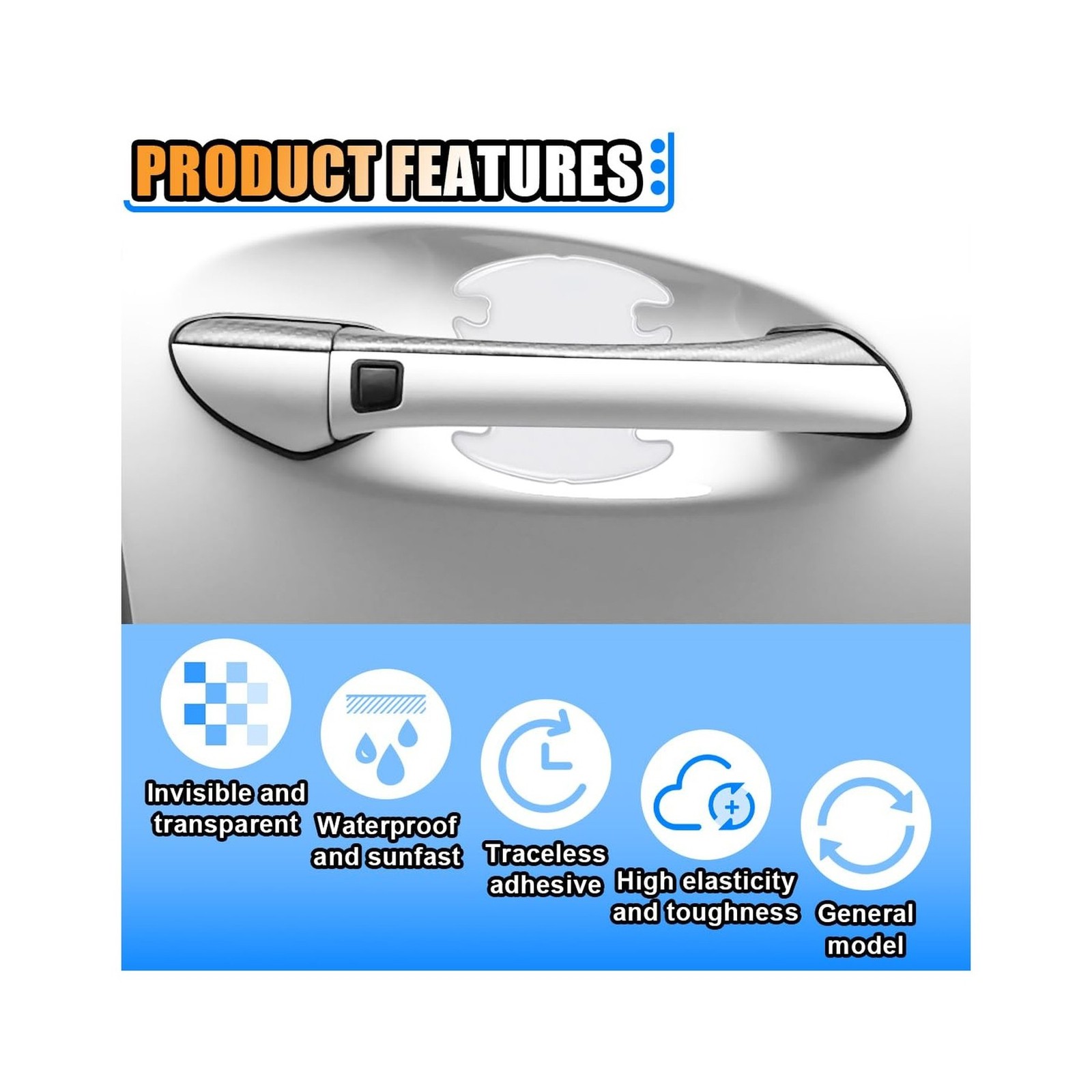 Car Door Handle Scratch Protector, Clear Traceless Car Door Cup Handle Sticke…