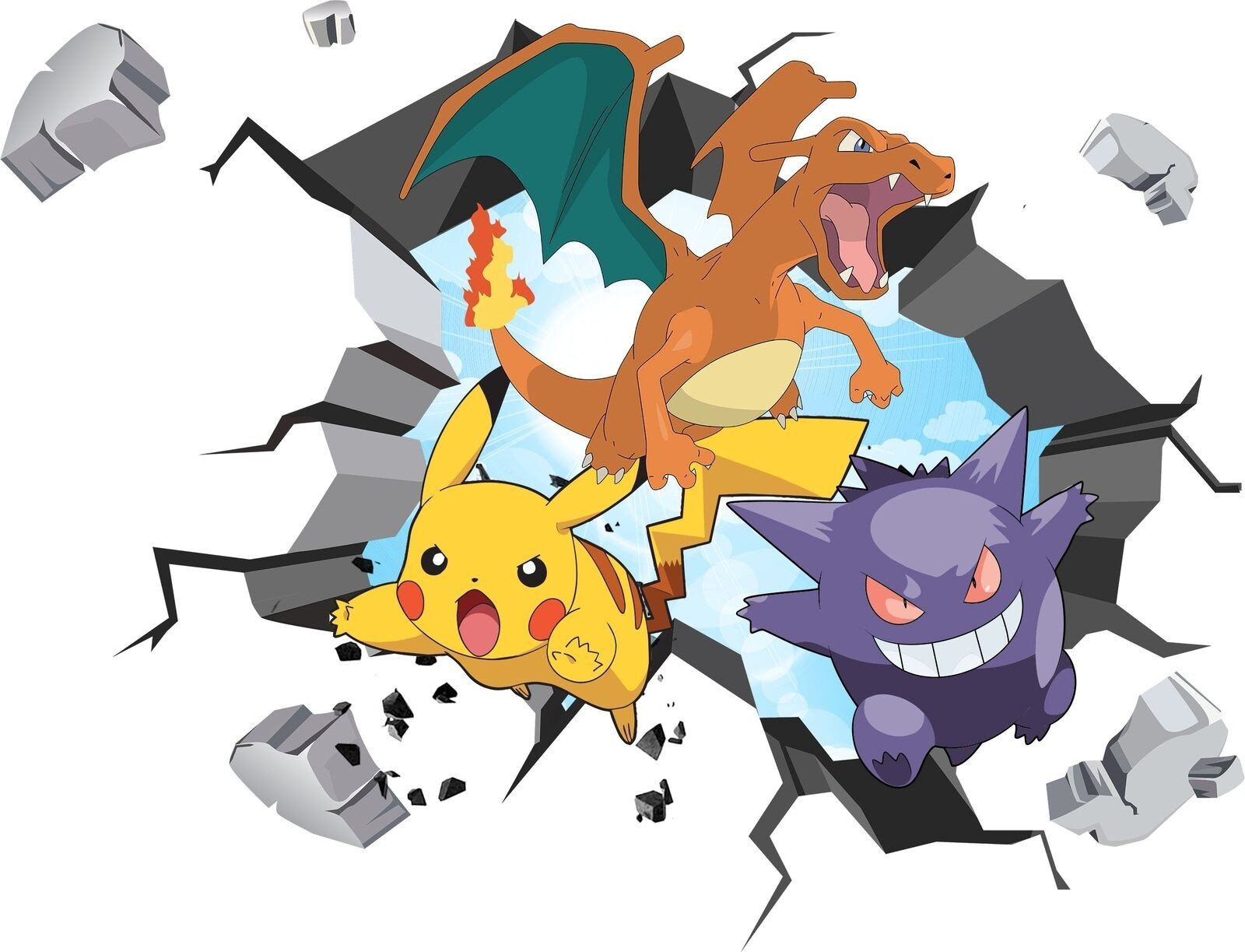 Pokemon 3D WALL EXPLOSION Decal Wall Sticker Decor Art 120×80 cm