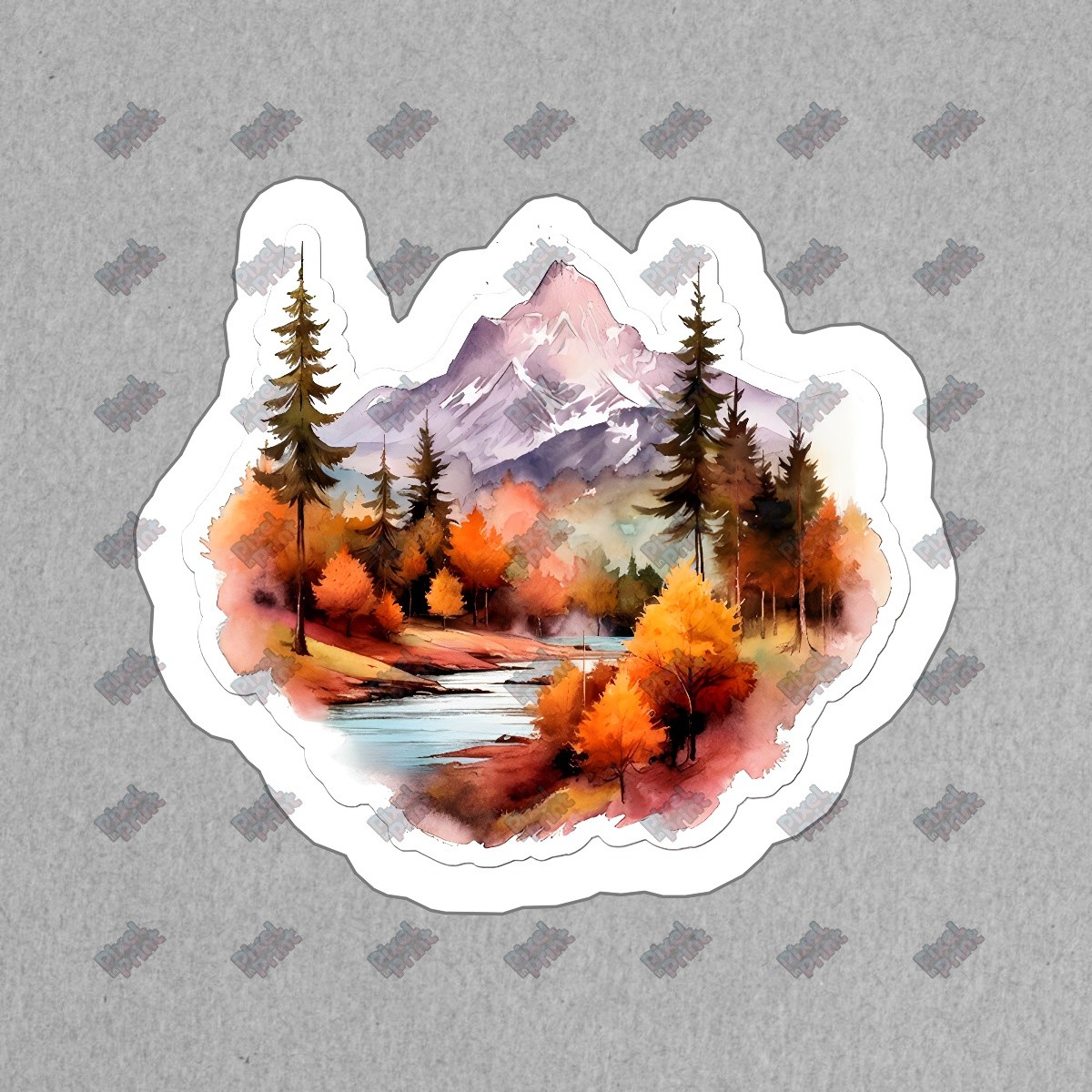Beautiful Autumn Landscape Vinyl Sticker Mountain River Decal Nature #815137