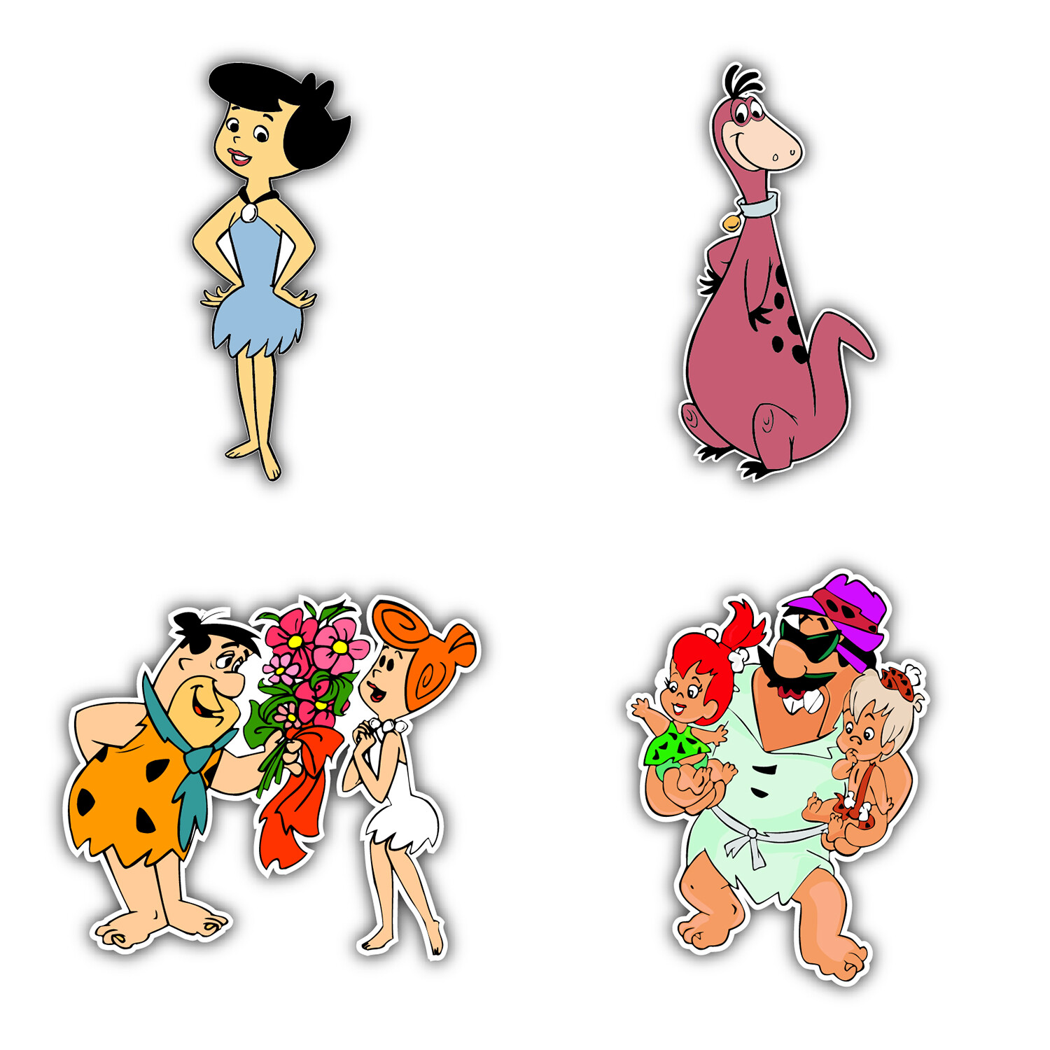 The Flintstones Cartoon Set Of 4 Vinyl Sticker Decal – 5" longer side ID:2
