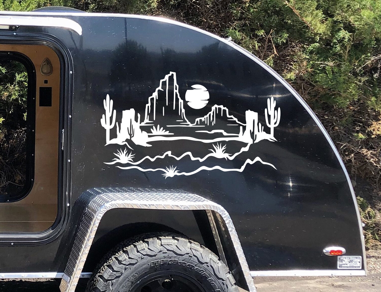 Desert Cactus Mountain Scene V8 Vinyl Decal – RV Camper Graphics Sun – Sticker