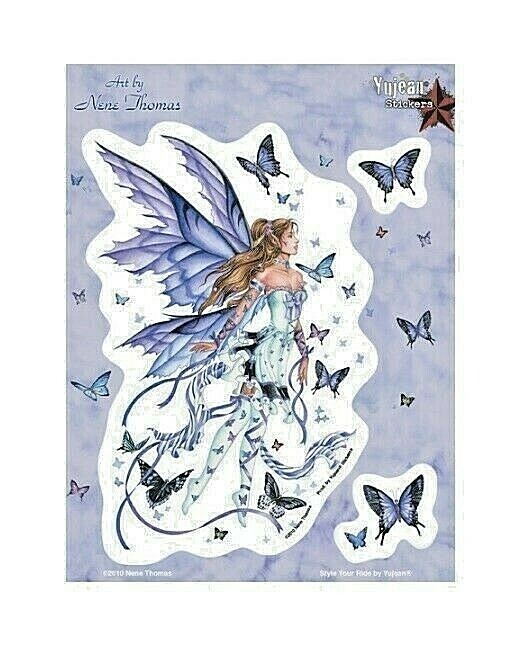 LAVENDER SERENADE Fairy Butterflies 6-5/8" x 4-3/8" sticker by Nene Thomas (#92)