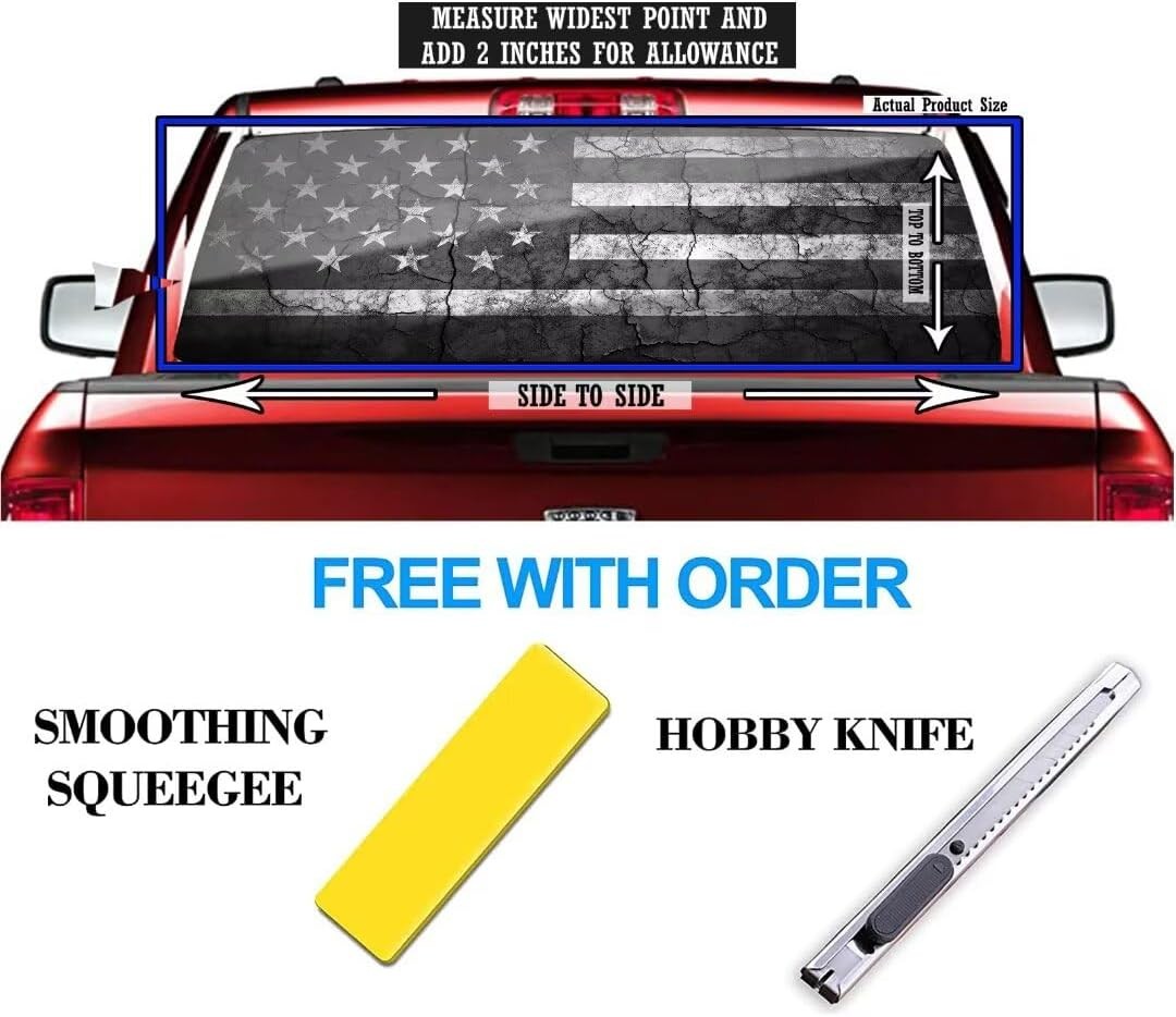 Patriotic American Flag Truck Back Window Graphics Decal,Patriotic Flag Perforat