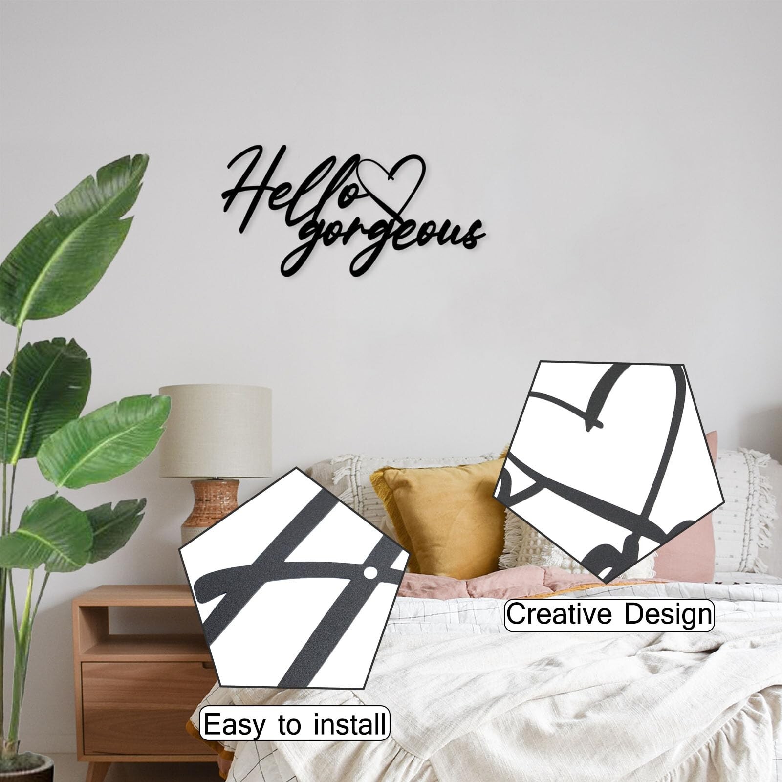 Hello Gorgeous Wall Decor Metal Hello Gorgeous Sign Rustic Farmhouse Wall Sig…