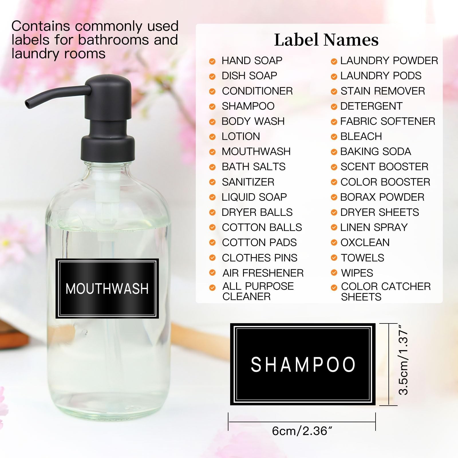 64 PCS Laundry Labels for Jars,Minimalist Laundry Room and Bathroom Label Sti…