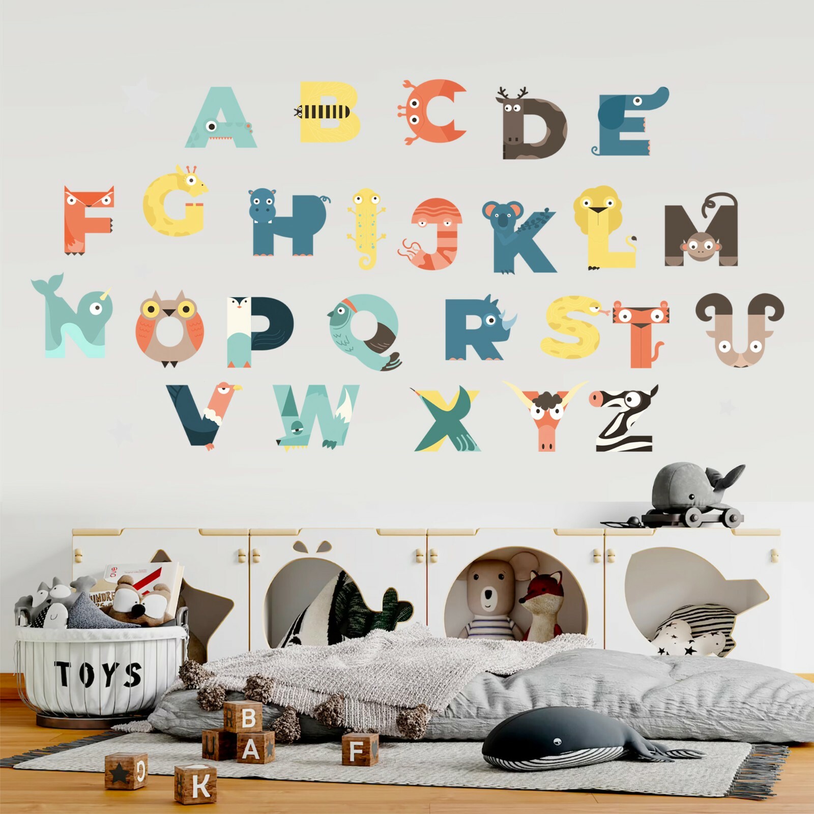 Animals Alphabet Learning ABC Enlighten Removable Wall Decals Stickers Room Deco