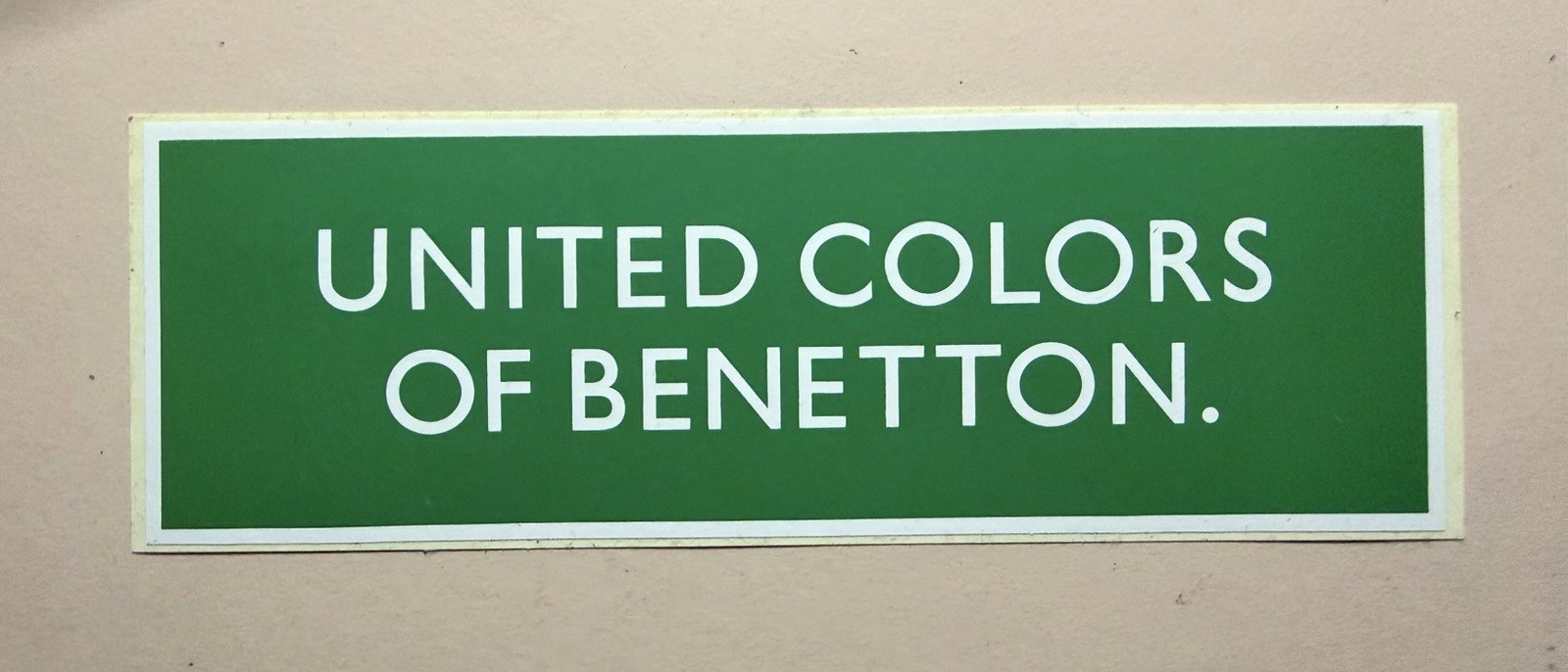 Vintage Sticker United Colors of Benetton Green Rectangle From Italy