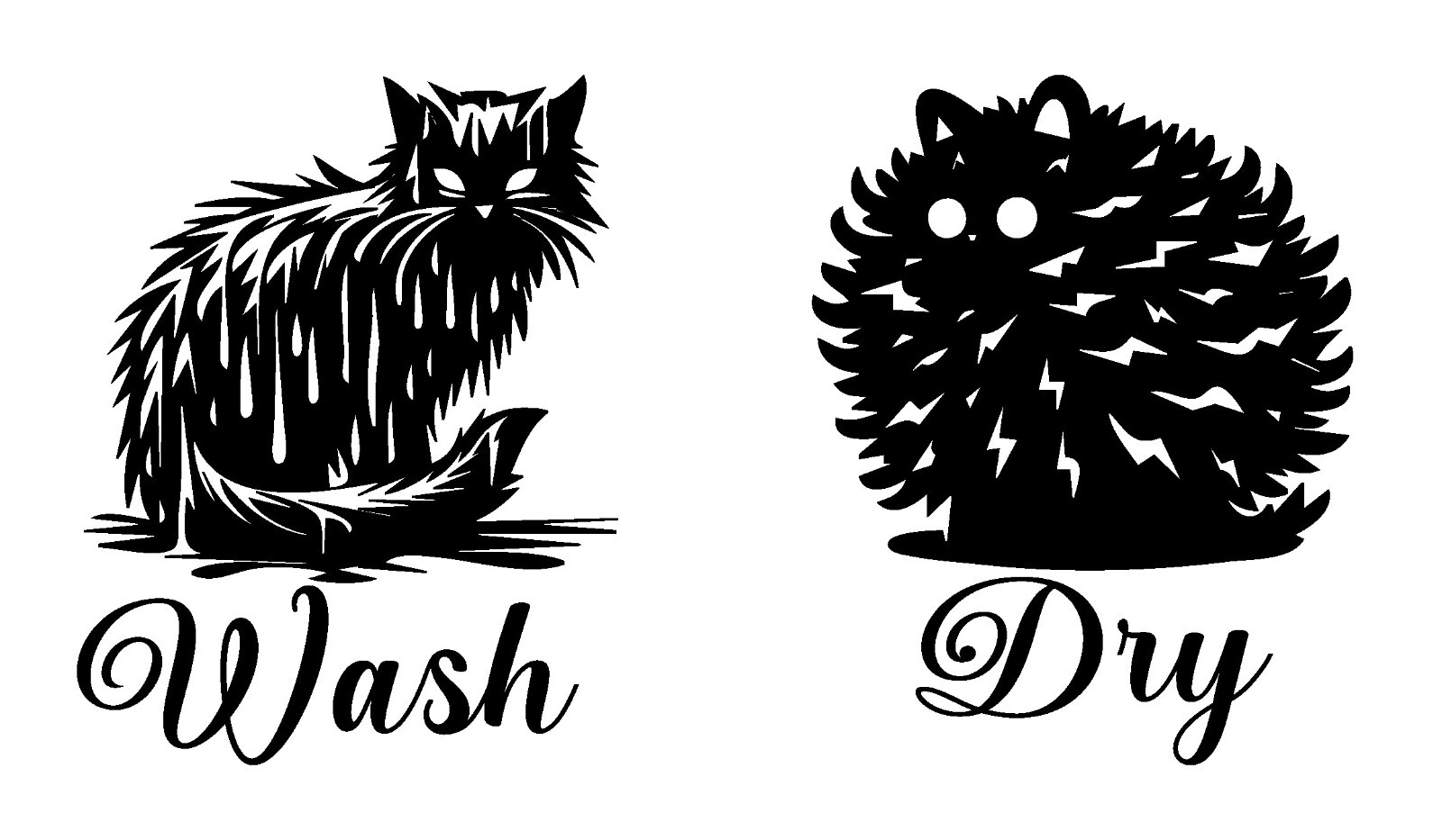 Washer Decal, Dryer Decal, Cat Wash and Dry Stickers, Laundry Room Cat Decor