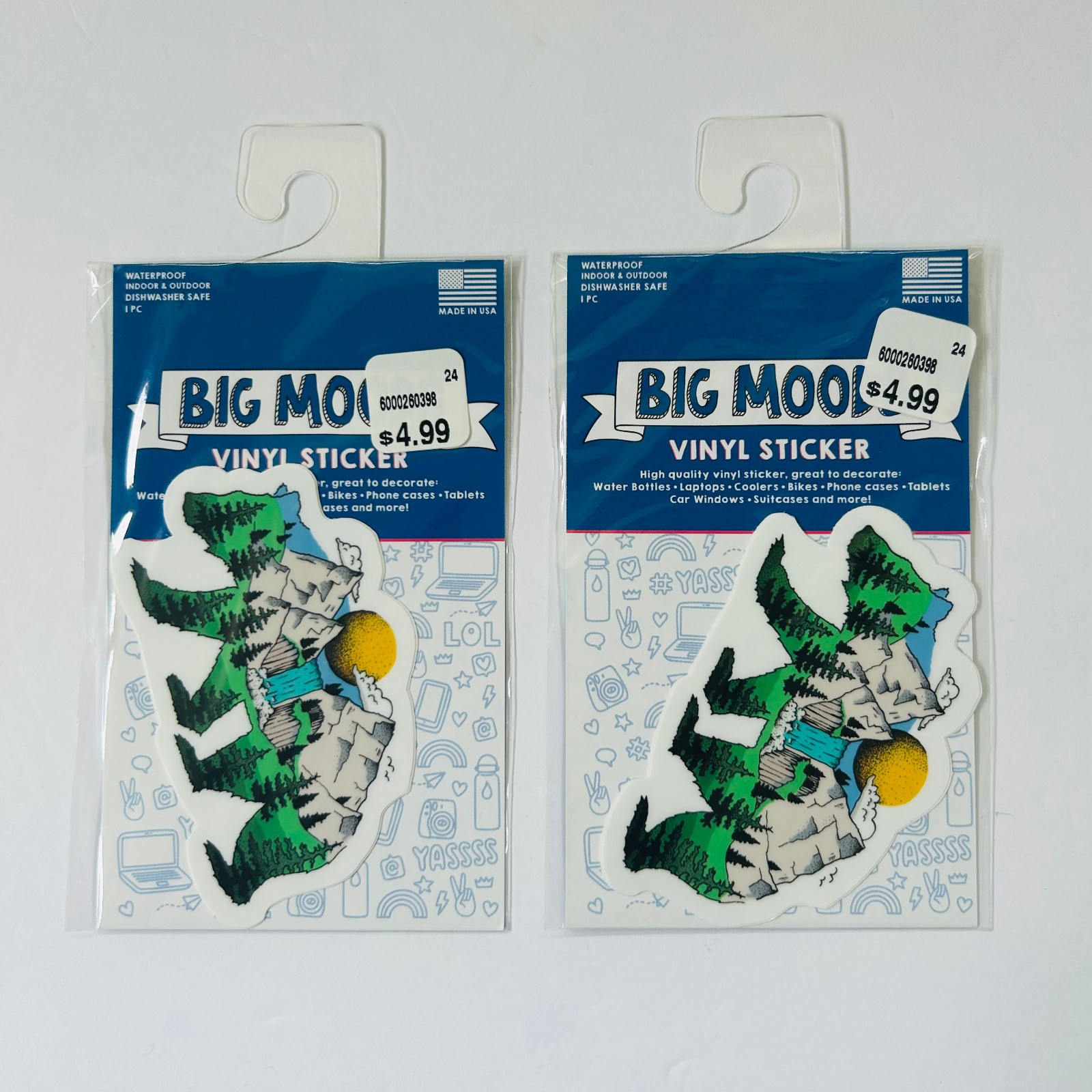 BIG MOODS Vinyl Sticker outdoors, mountains and bear theme – 2 pk – NEW!