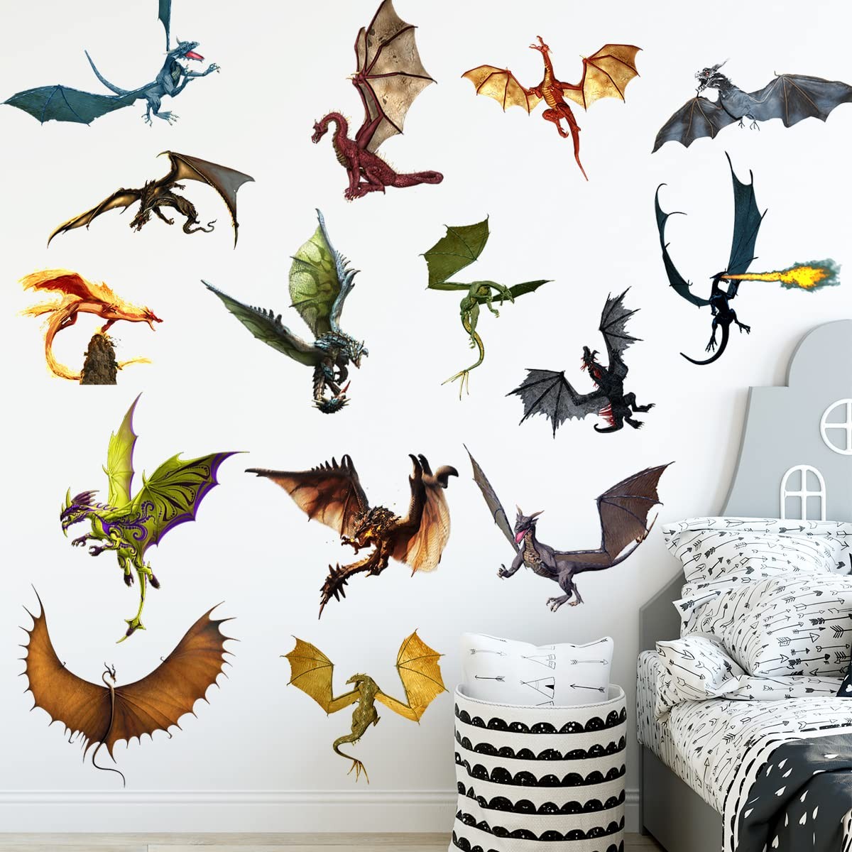 3D Fantasy Dragon Wall Decal Peel & Stick Dragon Flying Wall Stickers Removab…