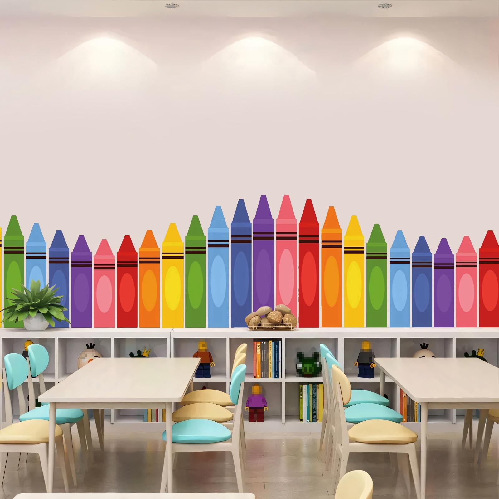 9.8 ft Rainbow Crayon Classroom Wall Decor, Cuttable Fabric Backdrop for Pres…