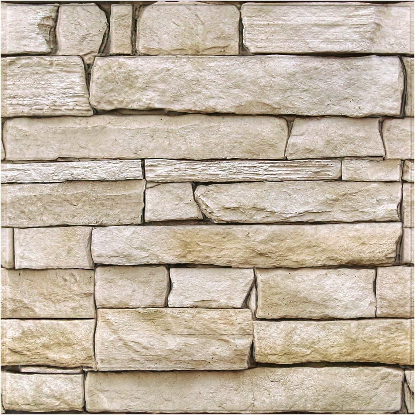 3D Peel and Stick Faux Stone Wall Panels 11.8" x 11.8" 10-Pack,Stone-Look Wall..