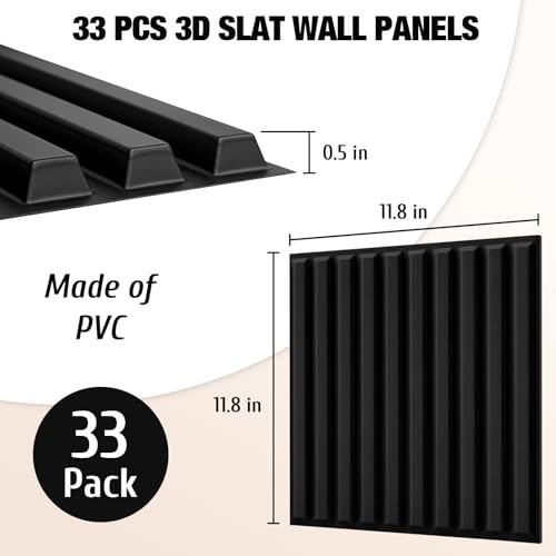 33 Pcs 3D PVC Wall Panels 12x12in Textured Decorative Tiles DIY Interior Decor