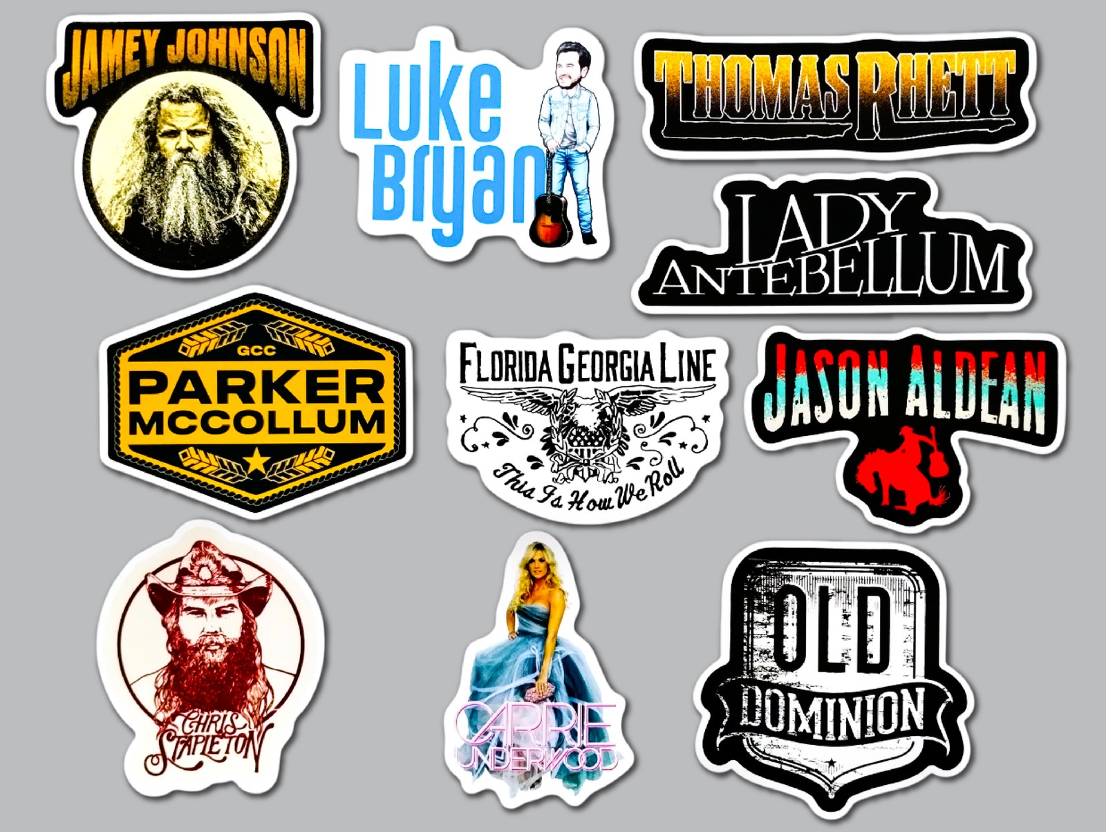Modern Country Music Vinyl Sticker Lot (10 Pack) SET 1 band western cow boy girl