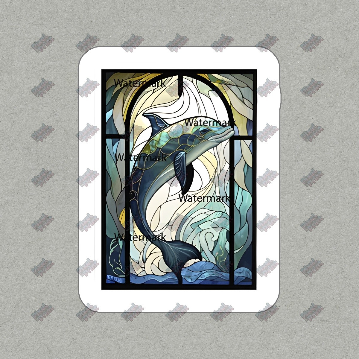 Stunning Dolphin Stained Glass Vinyl Sticker Ocean Decor Perfect for #402789