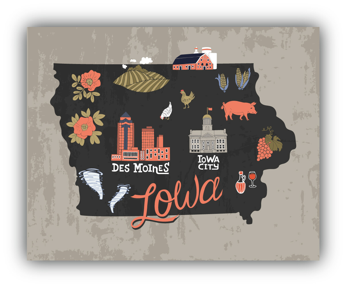 Iowa State Top Places Vintage Vinyl Sticker Car Bumper Decal