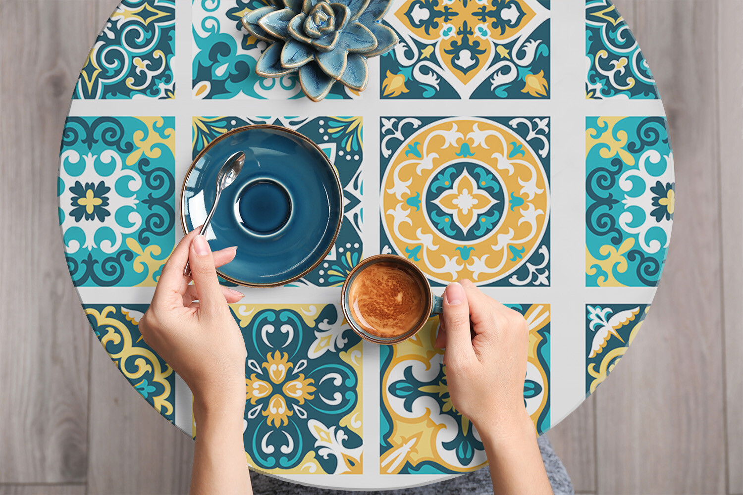 Sticky Back Plastic Self Adhesive Film Wrap Sticker Potrugal tile pattern 100×50