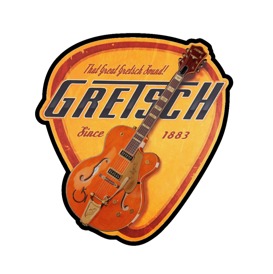 Guitar Gretsch Vintage – 4in Handmade Vinyl Decal Auto Cooler Laptop Case Decor