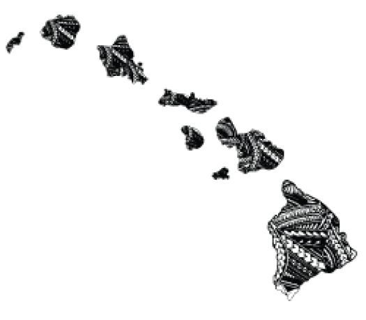 Tribal Island B/W Flag Hawaiian Map Hawaii Decal Car / Truck Window Sticker