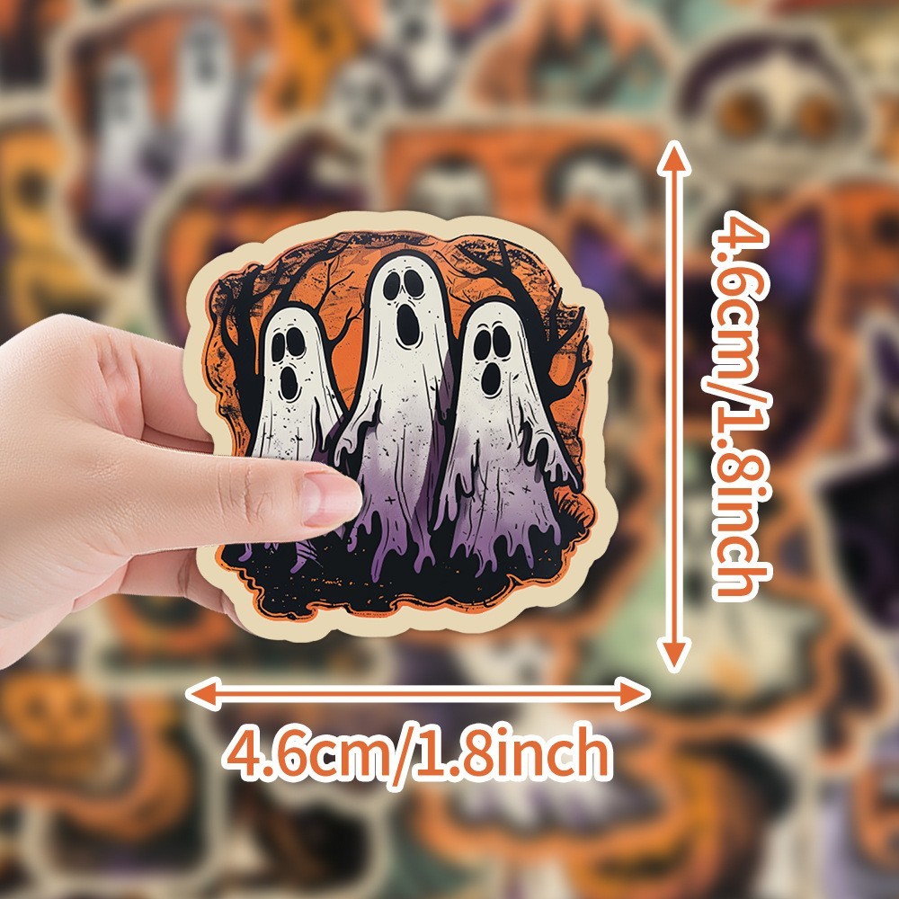 50pc Waterproof Vinyl Stickers Vintage Halloween Luggage Phone Laptop Car Fridge