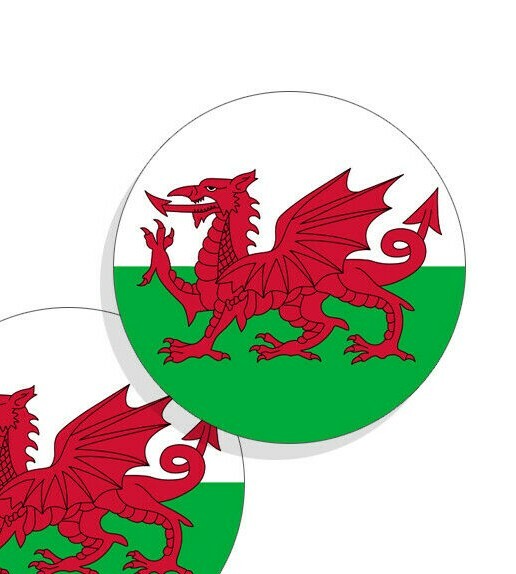 Wales Flag Stickers Flag Decals Round Indoor Outdoor 4 Circles Welsh Flag