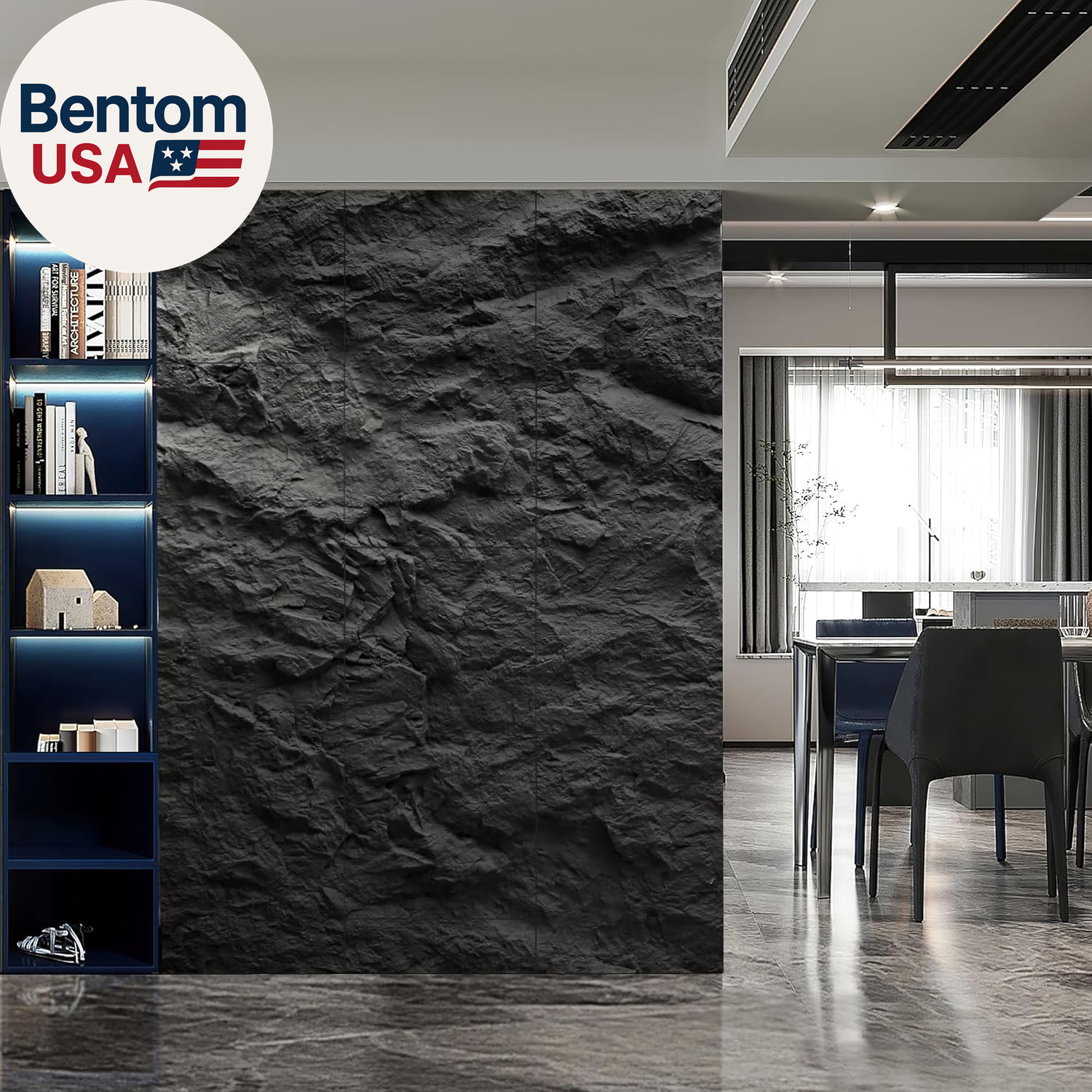 3D Faux Stone Wall Panels, 4 PCS PU Wainscoting Panel for Interior Wall Decor, C