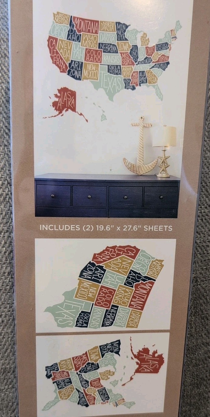 DCWV USA United States of America Map Wall Decal School Home Decor 40" X 32" New