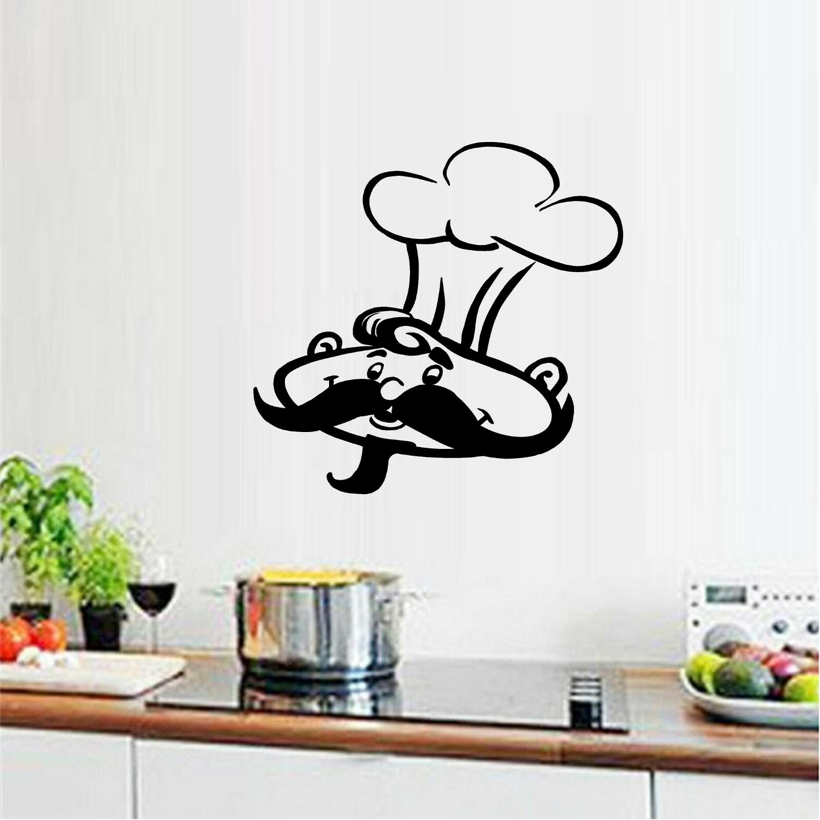 Chef's Head Vinyl Decal Home Décor 12" x 13"