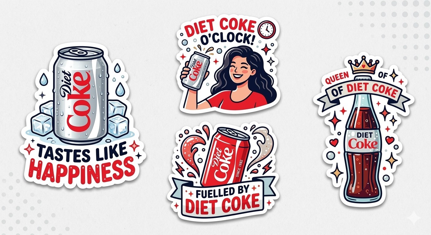 4 Diet Coke Stickers Decal Phone Laptop