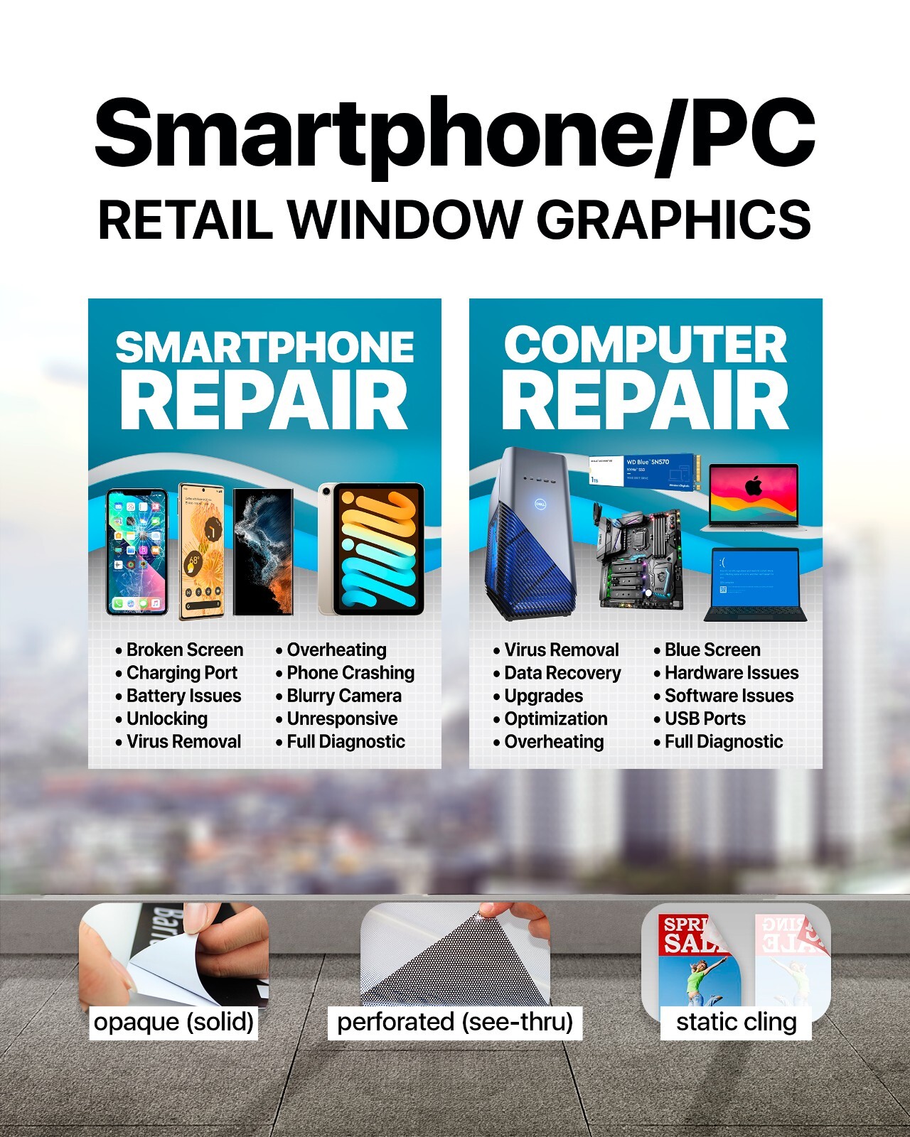 Computer Smartphone Tablet RETAIL WINDOW sign poster Windows Android Apple