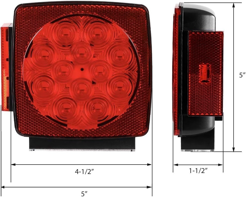 12V Submersible LED Trailer Tail Light Kit for under 80 Inch Boat Utility