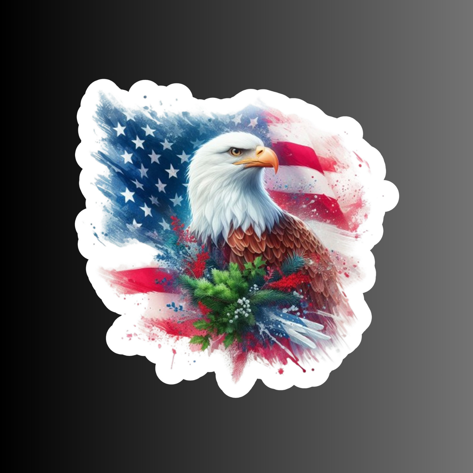 American flag bald eagle sticker vinyl decal freedom USA portrait