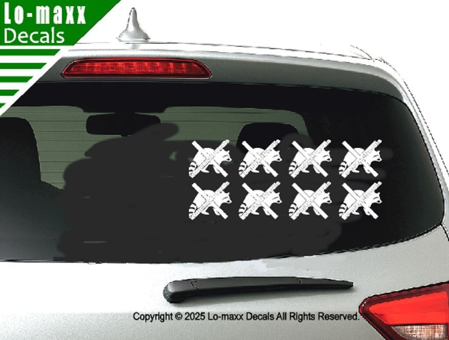 Raccoon Kill Markings Die Cut Vinyl Decal Sticker Car Truck Window Funny Graphic