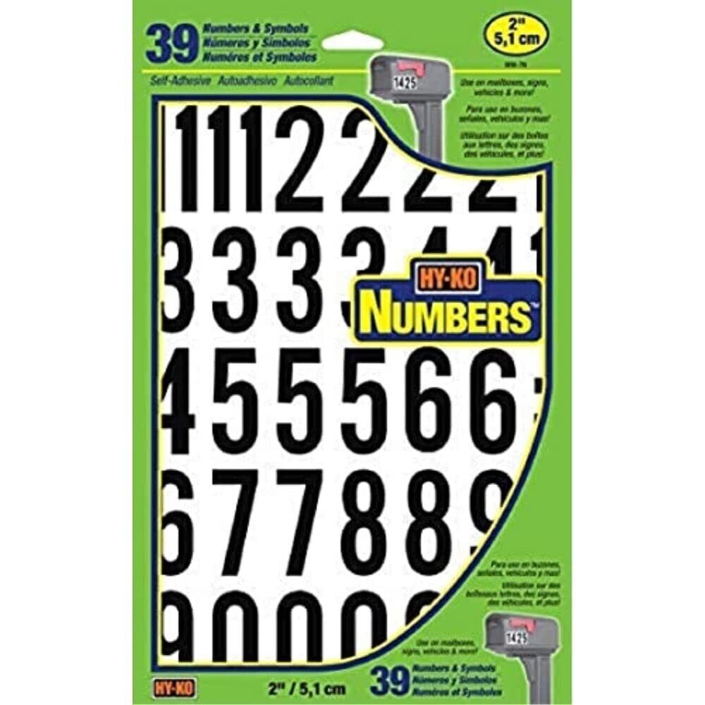 Hy-Ko Products MM-7N Self Adhesive Vinyl Numbers 2" High Black & White 39 Pieces