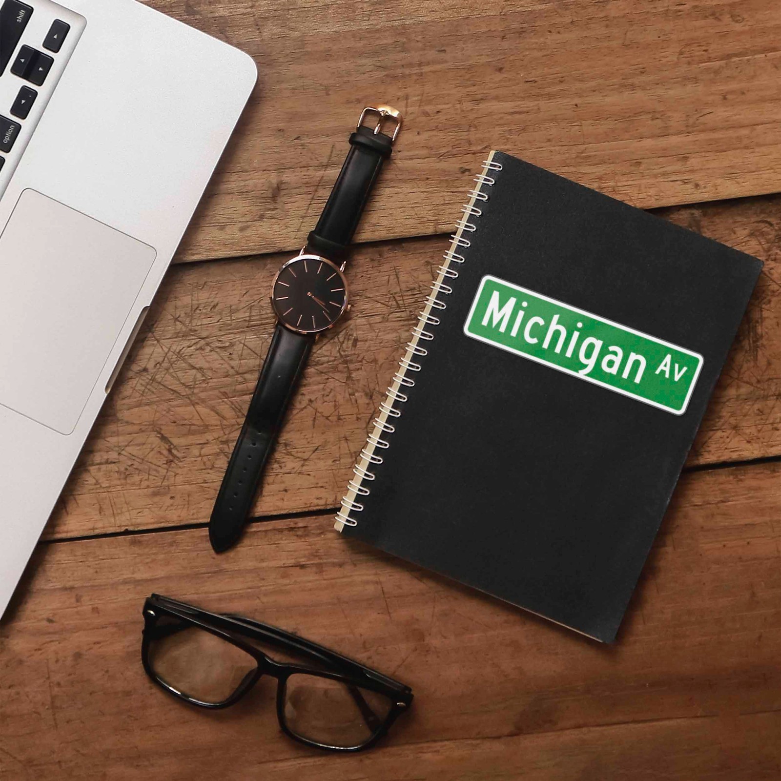 Michigan Avenue Chicago Street Sign Sticker – Magnificent Mile Decals for Laptop