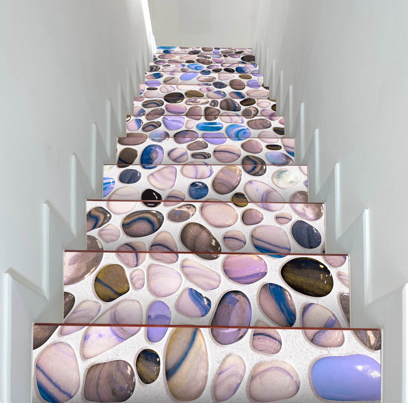 3D Smooth Pebbles U860 Stair Risers Decoration Photo Mural Decal Wallpaper Romy