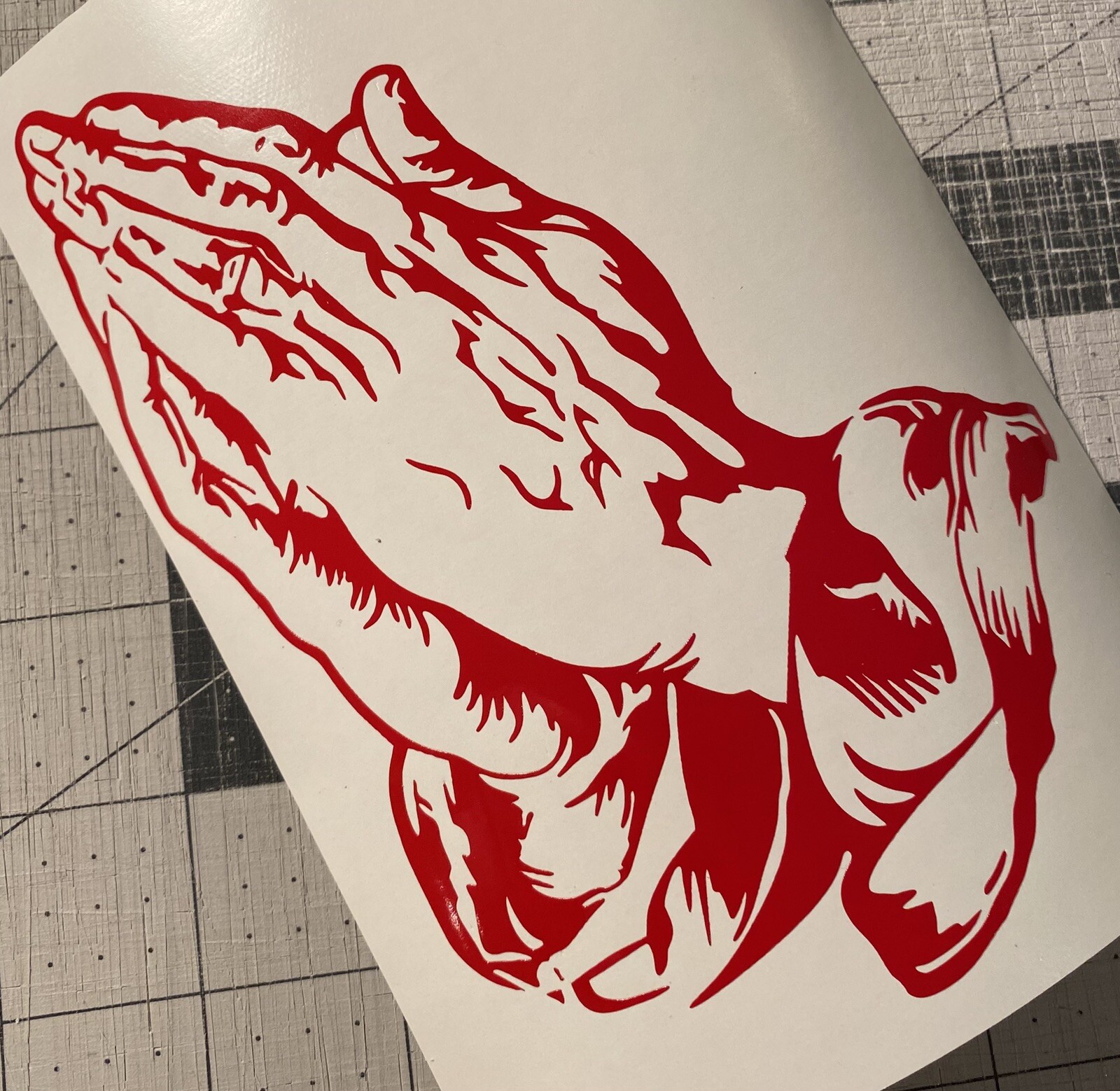 Vinyl Decal for Window – Praying Hands, Various Sizes & Colors