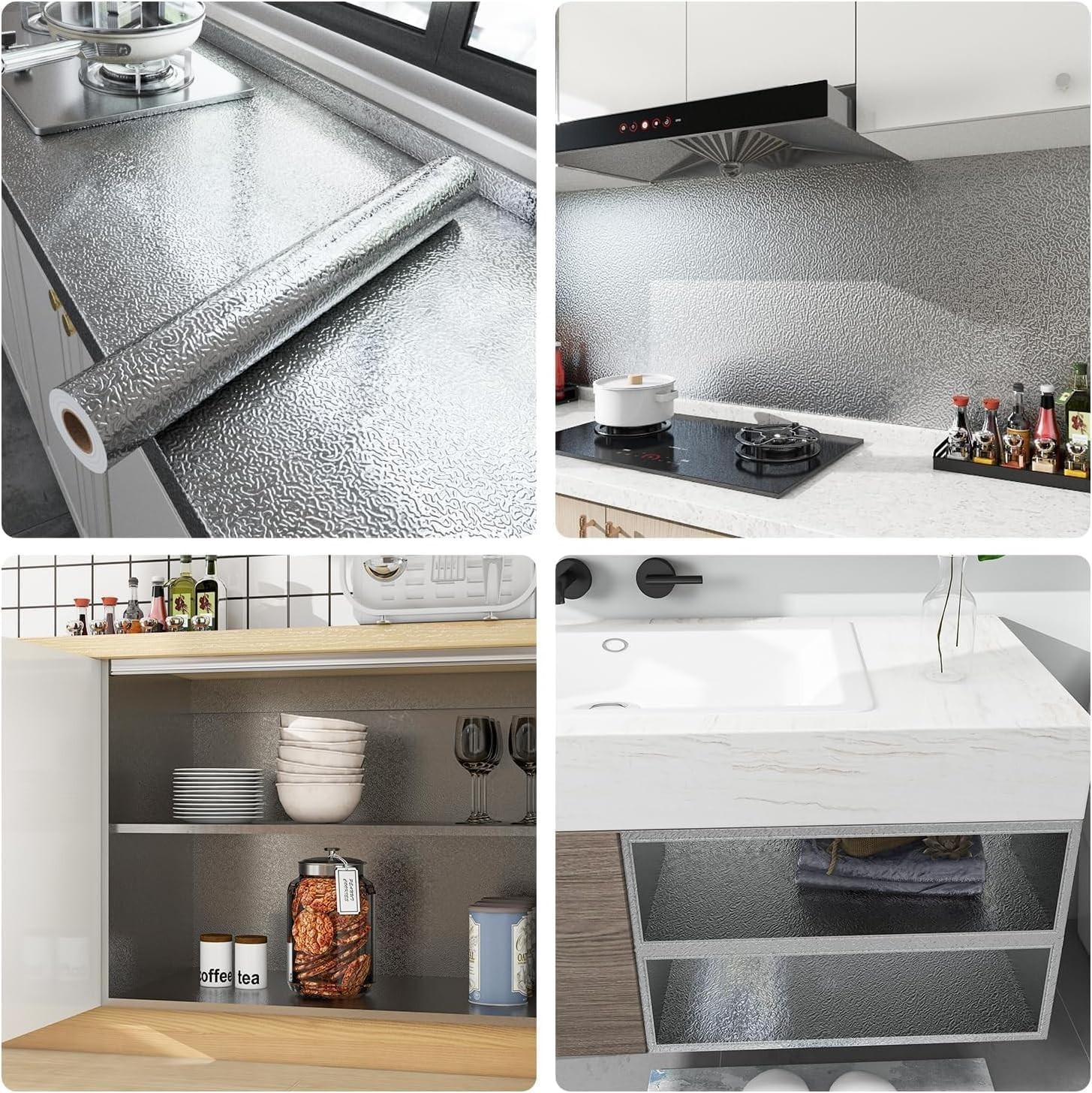 Papel adhesivo aluminio cocina protector contra aceite y agua 15.7×118/15.7×394